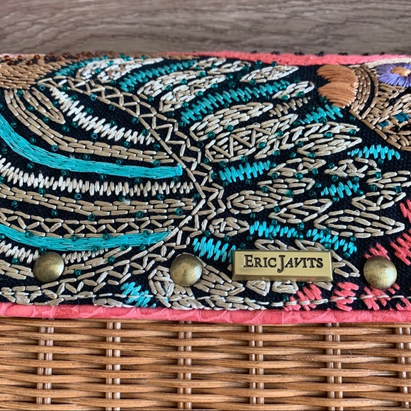 🐠 Eric Javits Fish Embroidered Wicker Purse 🐠 - Picture 3 of 9